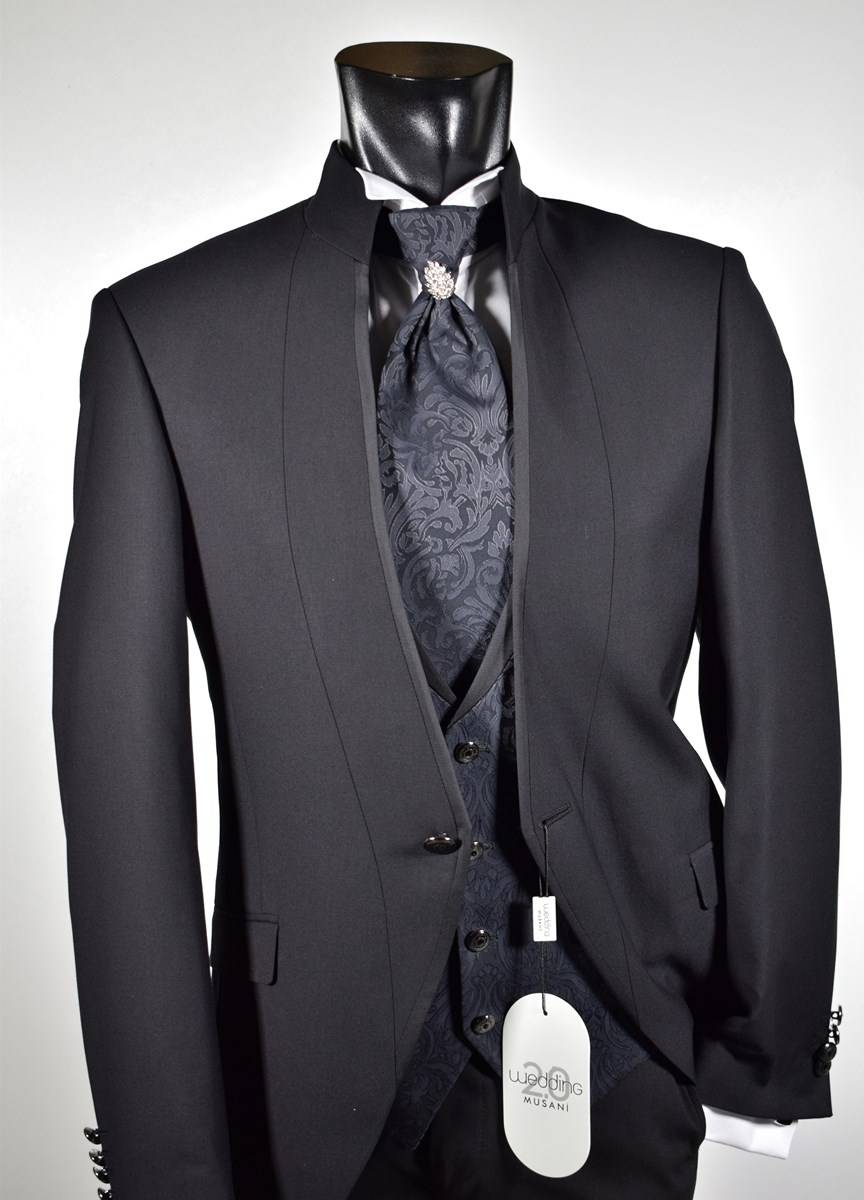 Musani Milano Cerimonia Abito Nero Slim Fit Musani Cerimonia Modello Alla Coreana