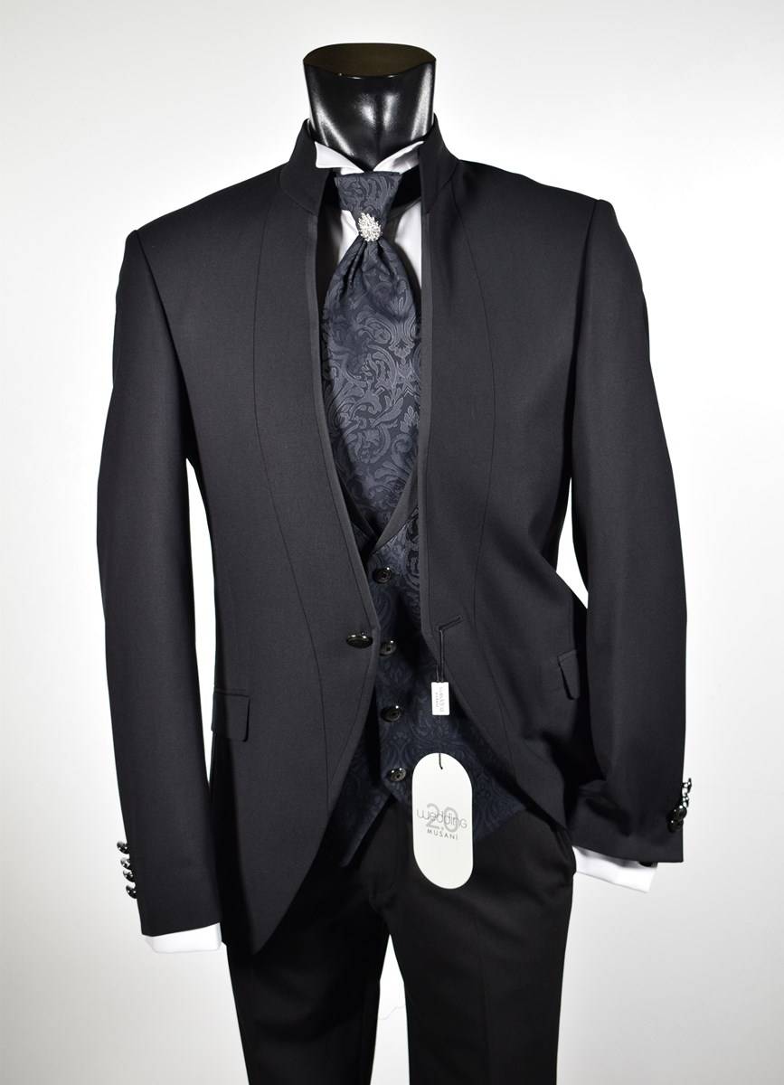 Musani Milano Cerimonia Abito nero slim fit musani cerimonia modello alla coreana