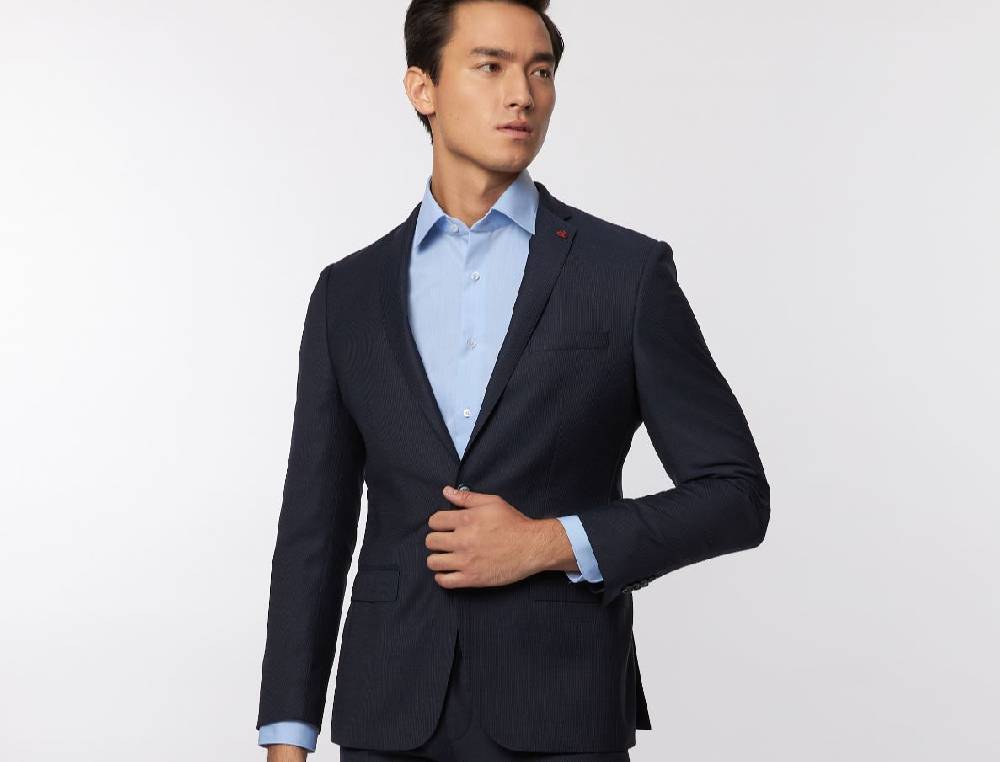 Roy Robson Abito Roy Robson Blu Micro Disegno Slim Fit Lana Merlane Idrorepellente