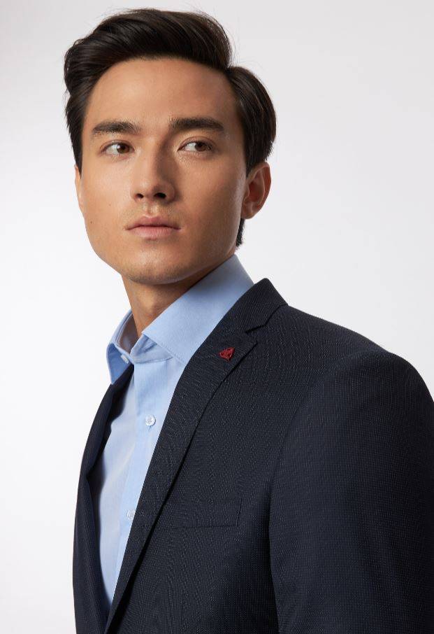 Roy Robson Abito Roy Robson Blu Micro Disegno Slim Fit Lana Merlane Idrorepellente