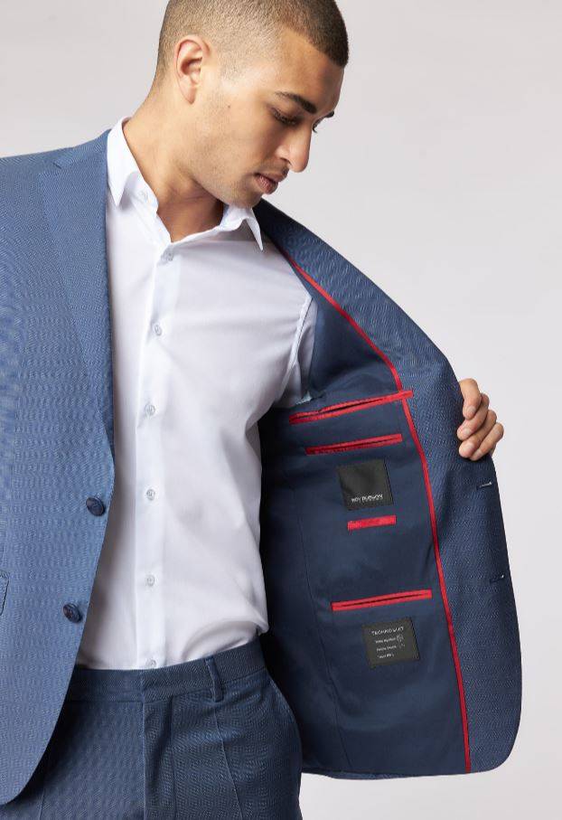 Roy Robson Abito Roy Robson Blu Pastello Slim Fit Lana Idrorepellente