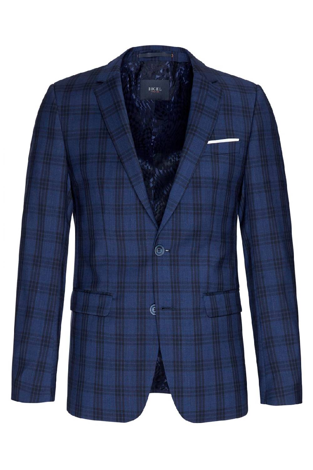 Digel Abito Slim Fit Blu A Quadri Digel Pura Lana Merino Extrafine