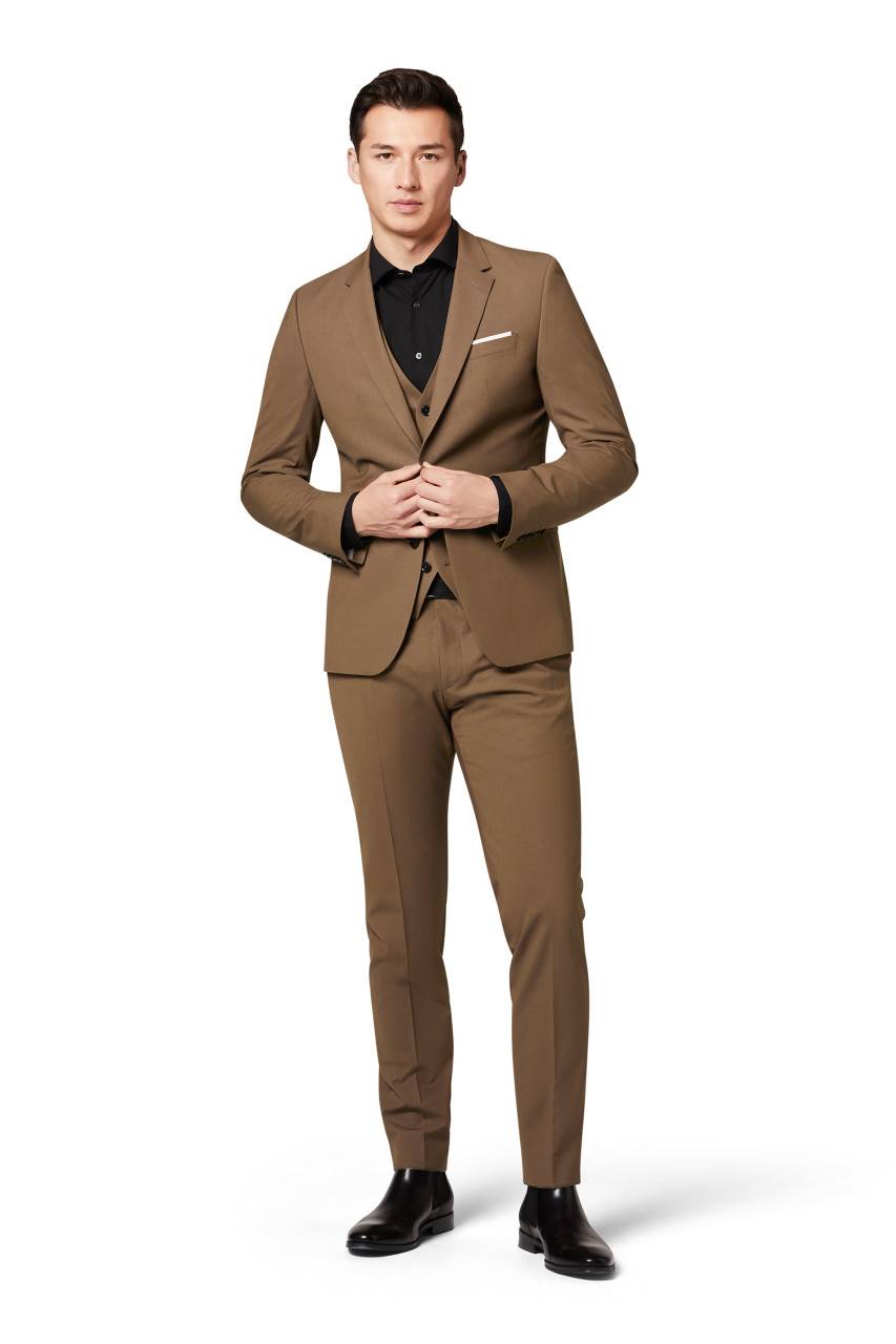 Digel Abito slim fit digel marrone chiaro misto lana bi-stretch