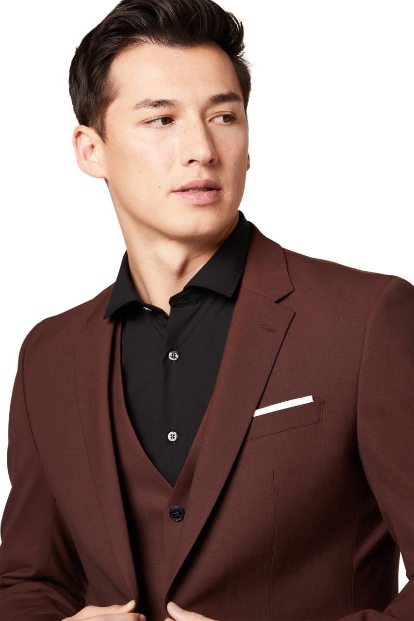 Digel Abito Slim Fit Digel Marrone Rossastro Misto Lana Bi-stretch