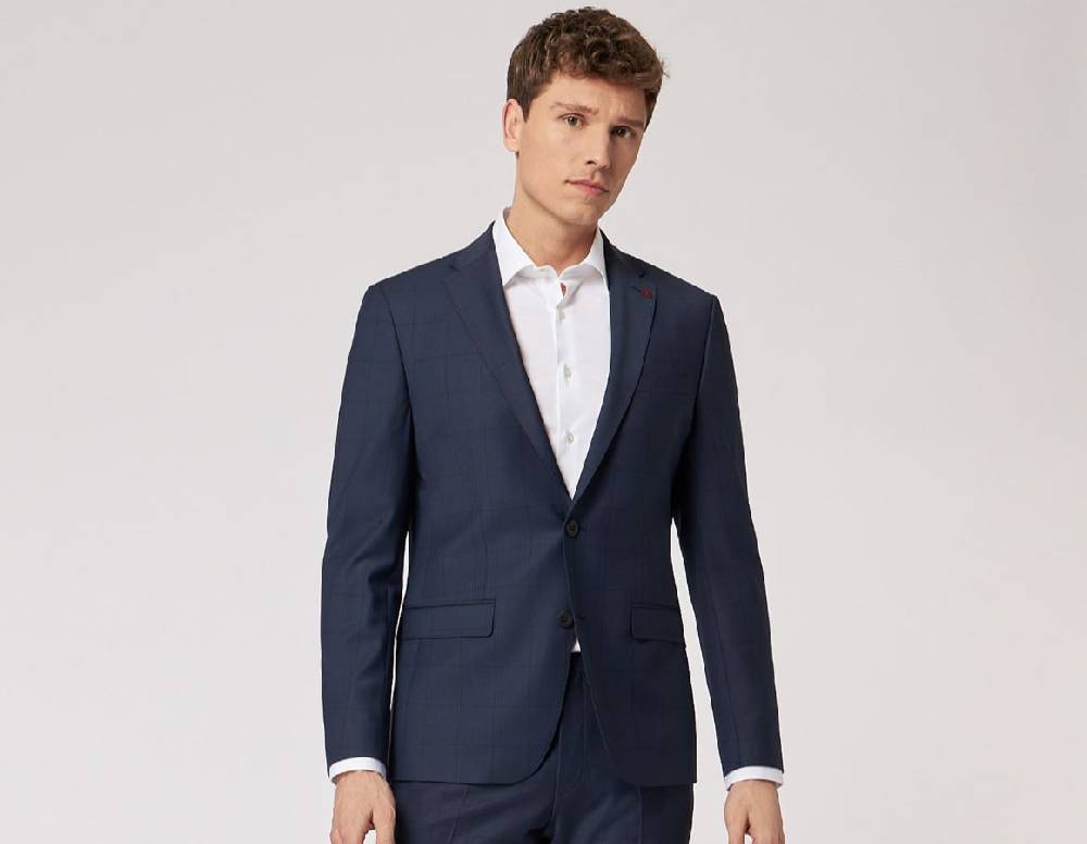 Roy Robson Abito Slim Fit Roy Robson Blu A Quadri Lana Stretch