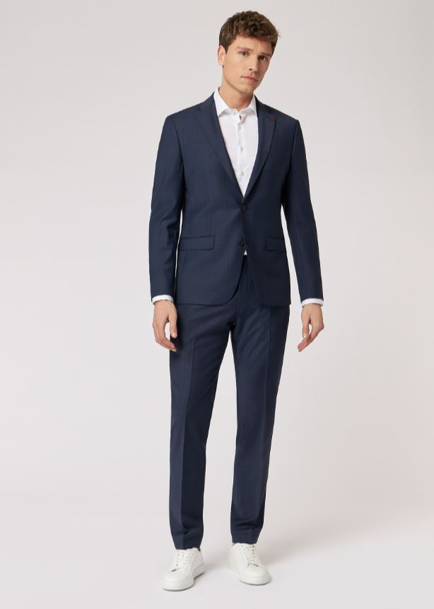 Roy Robson Abito Slim Fit Roy Robson Blu A Quadri Lana Stretch