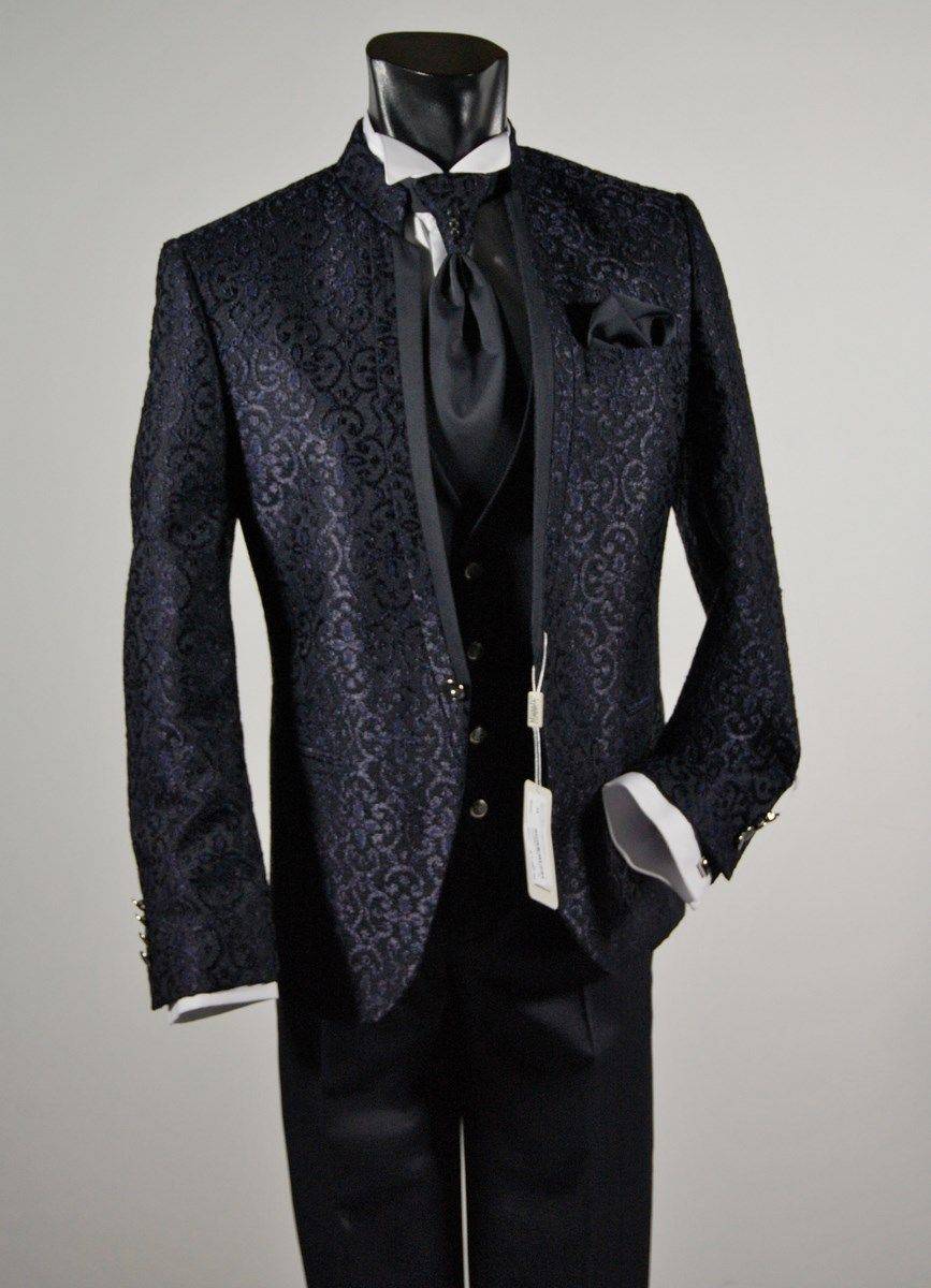 Musani Milano Cerimonia Abito Slim Fit Sposo Guru Broccato Musani Cerimonia