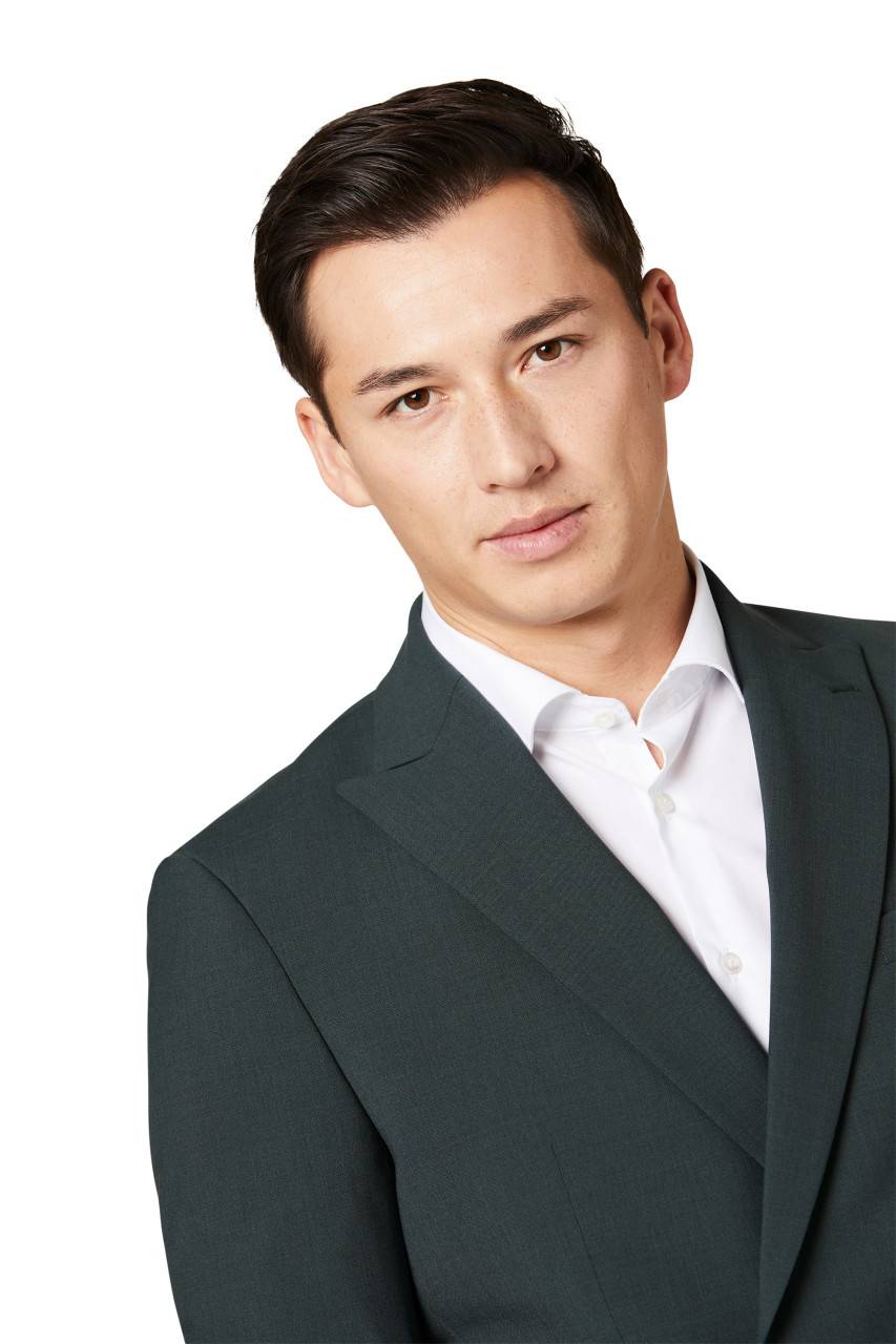 Digel Abito Verde Digel Slim Fit Doppiopetto Misto Lana Bi-stretch