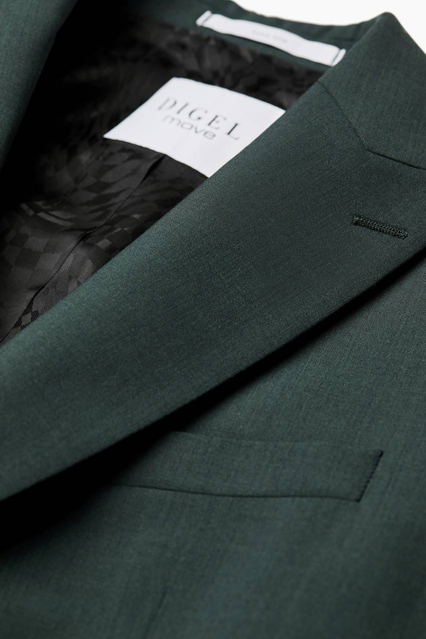 Digel Abito Verde Digel Slim Fit Doppiopetto Misto Lana Bi-stretch