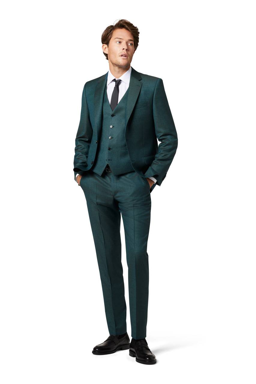 Digel Abito verde fantasia piccola digel drop sei modern fit tessuto reda 110's