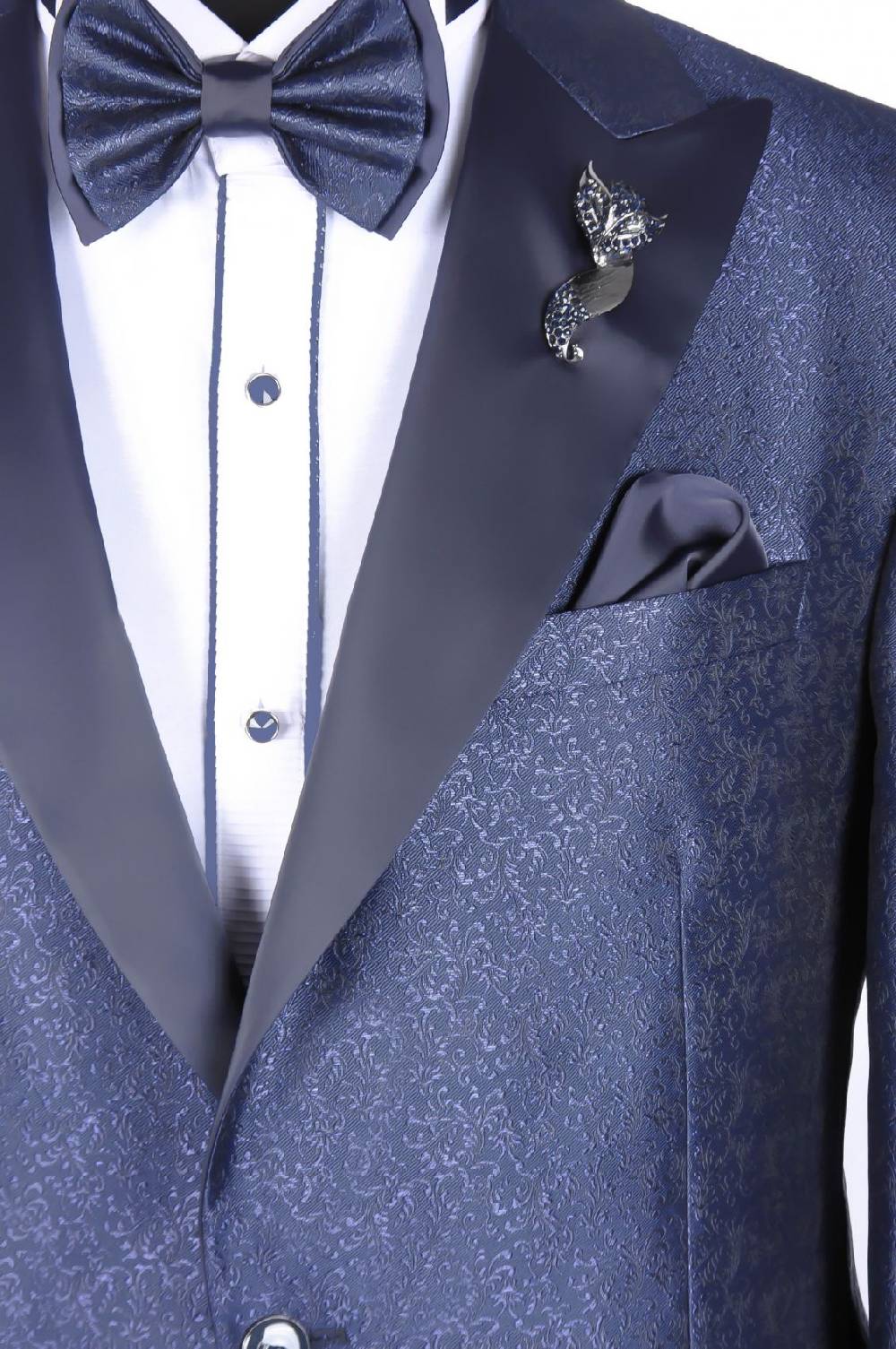 Baggi Abito Baggi Blu Damascato Con Petto A Lancia