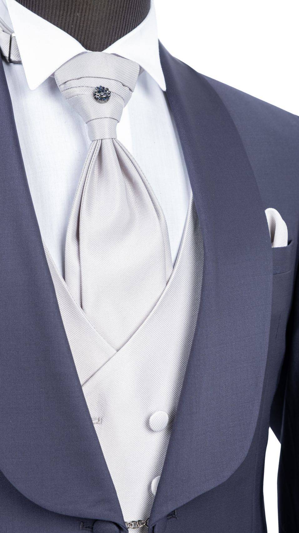 Baggi Abito Blu Da Sposo Con Collo A Scialle