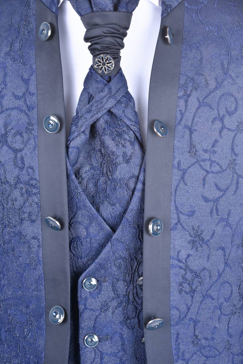 Baggi Abito Da Sposo Baggi Damascato Blu Slim Fit