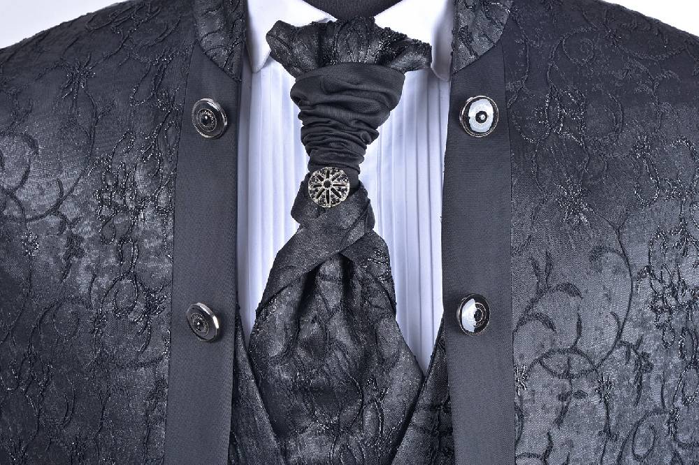 Baggi Abito Da Sposo Baggi Damascato Nero Slim Fit