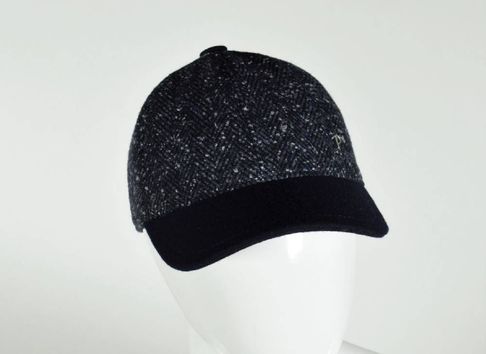 Panizza Berretto Baseball Panizza Blu Spigato In Misto Lana