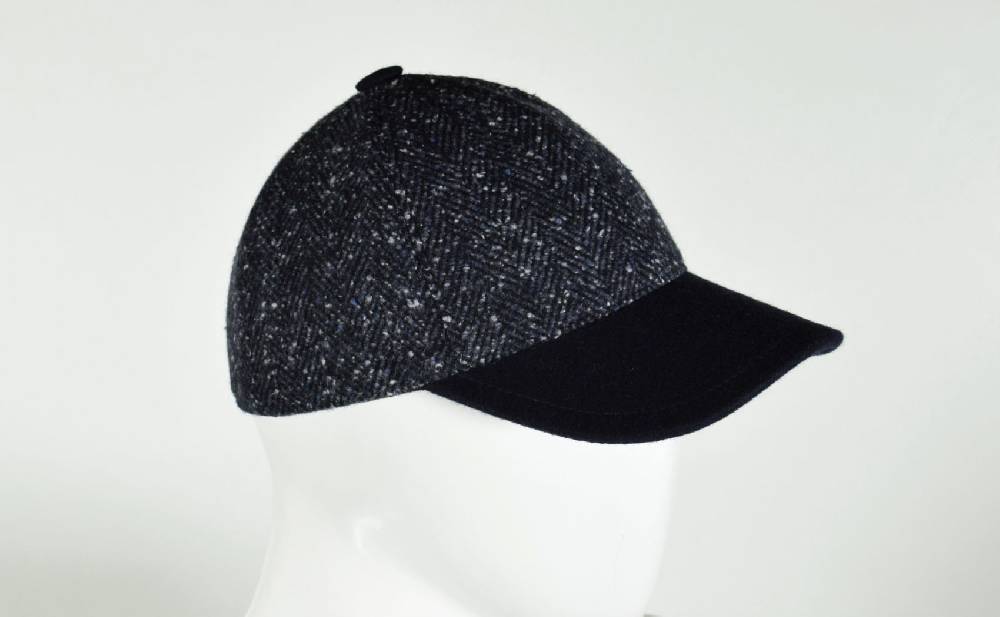 Panizza Berretto Baseball Panizza Blu Spigato In Misto Lana