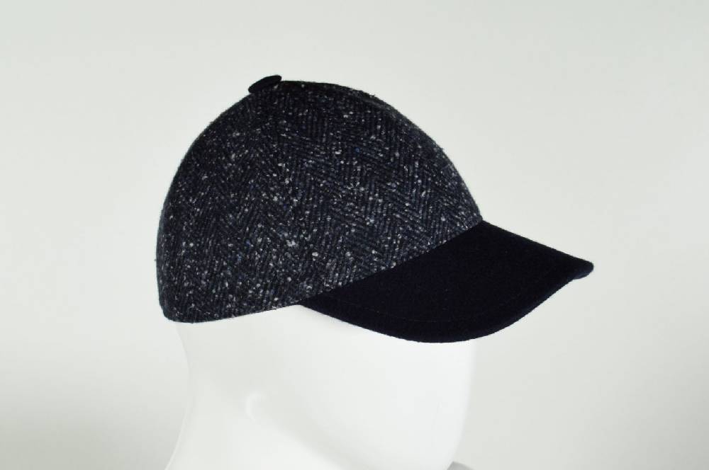 Panizza Berretto Baseball Panizza Blu Spigato In Misto Lana