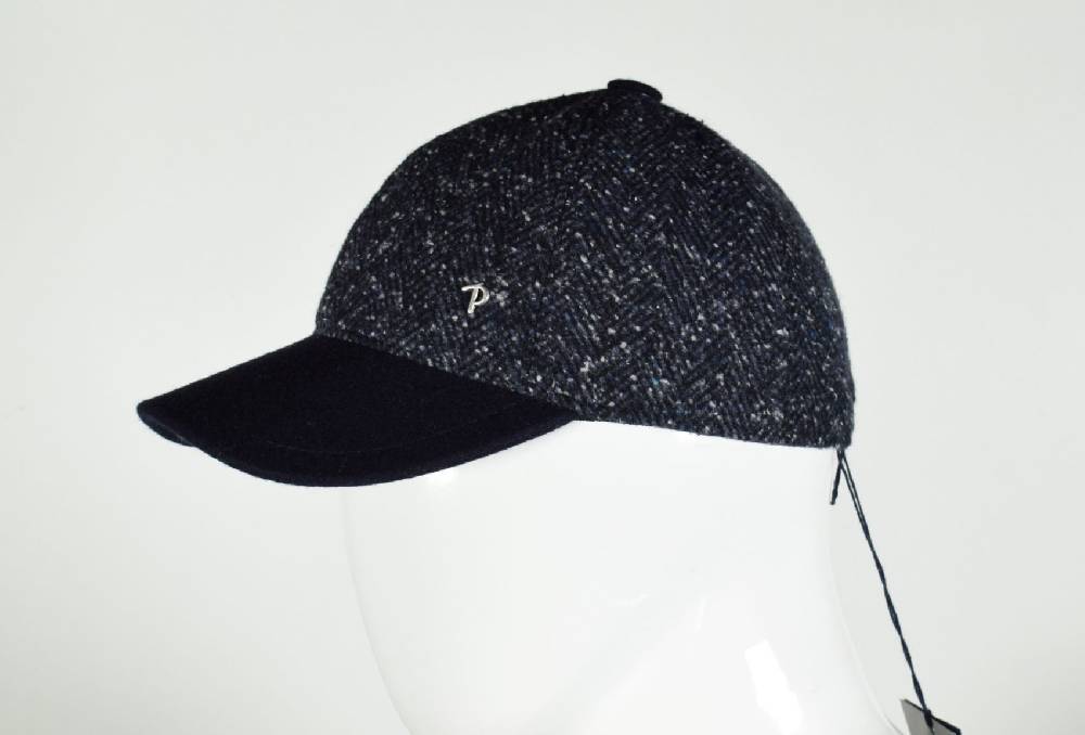 Panizza Berretto baseball panizza blu spigato in misto lana