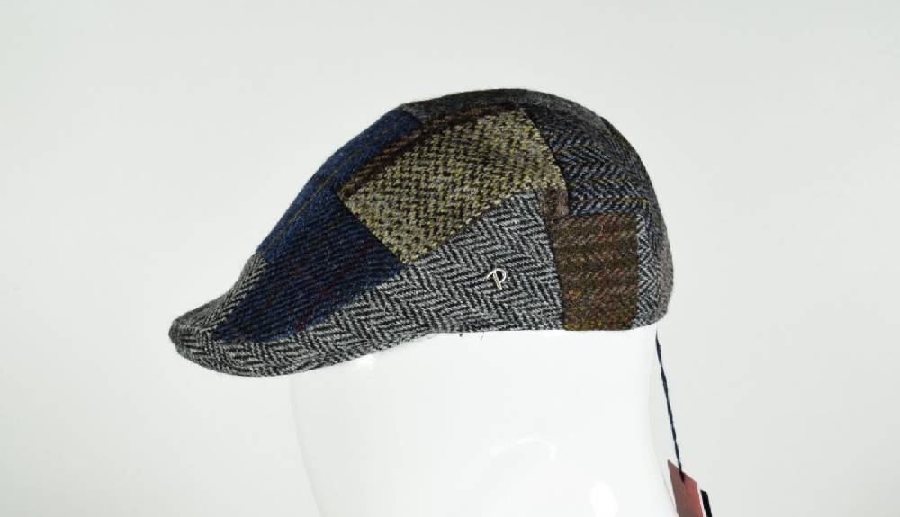 Panizza Berretto Panizza A Patchwork In Lana Harris Tweed