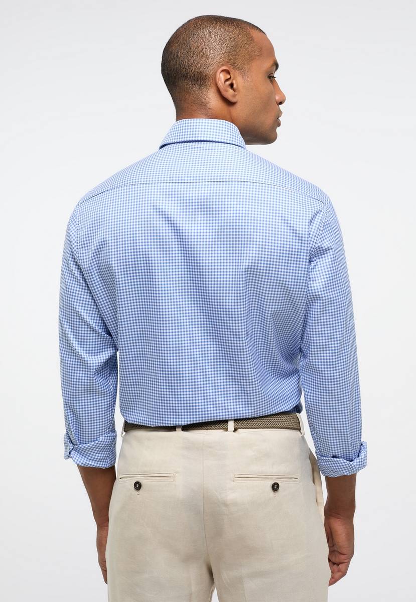 Eterna Camicia A Quadretti Azzurro Eterna Modern Fit Collo Button-down