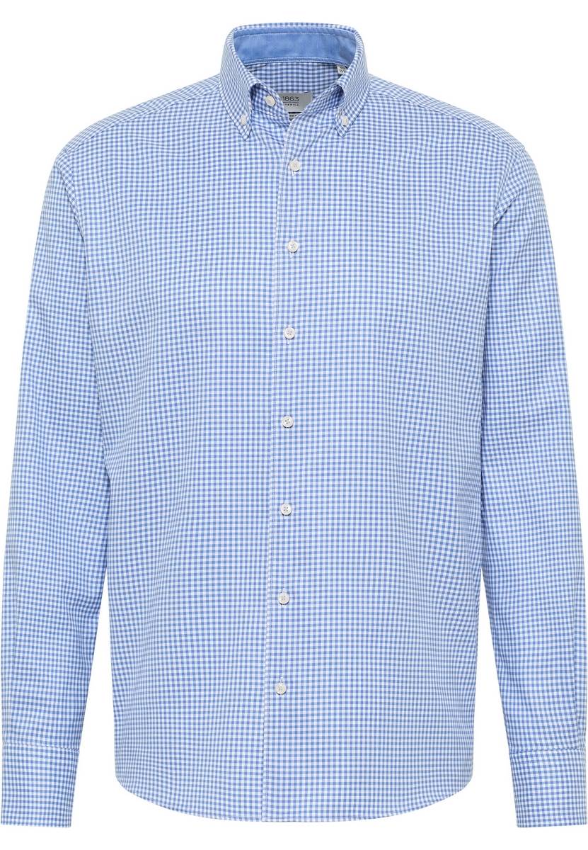 Eterna Camicia A Quadretti Azzurro Eterna Modern Fit Collo Button-down