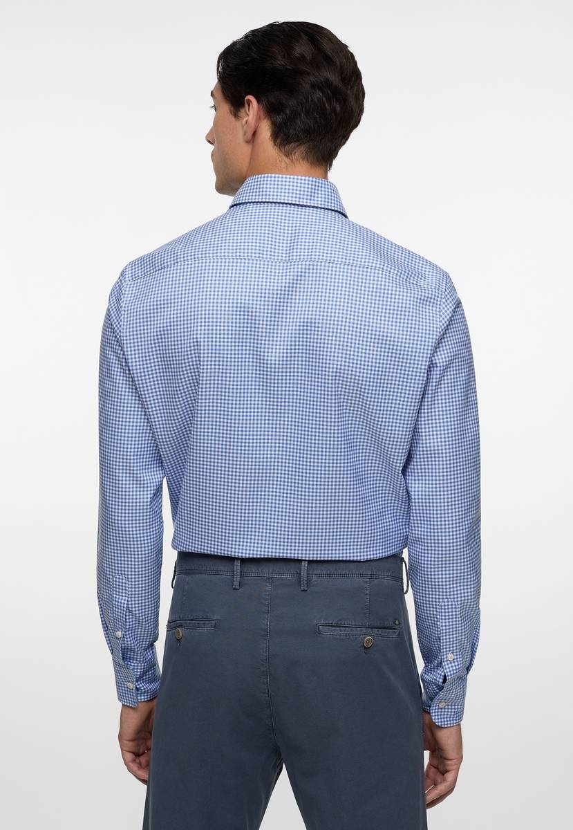 Eterna Camicia A Quadretti Azzurro Eterna Slim Fit Collo Button-down