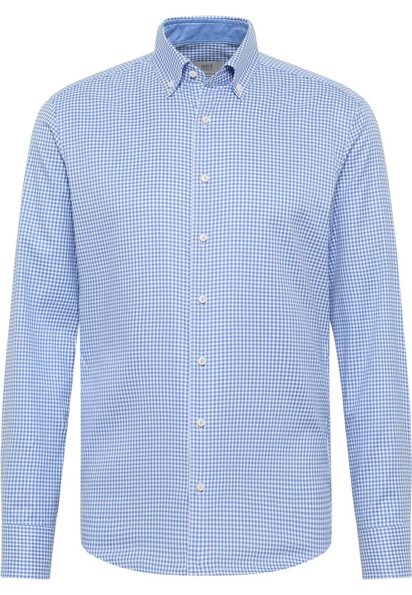 Eterna Camicia A Quadretti Azzurro Eterna Slim Fit Collo Button-down