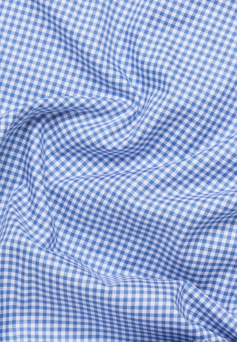 Eterna Camicia A Quadretti Azzurro Eterna Slim Fit In Cotone Twill No Stiro