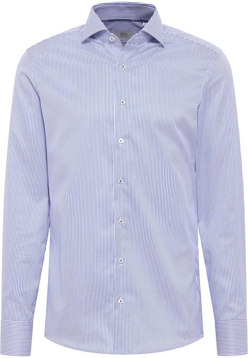 Eterna Camicia A Righe Azzurro Eterna Slim Fit Collo Alla Francese