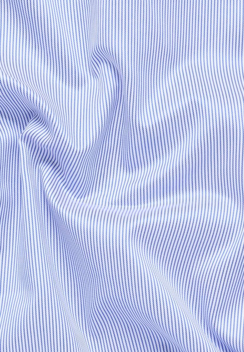 Eterna Camicia A Righe Azzurro Eterna Slim Fit In Cotone Twill No Stiro