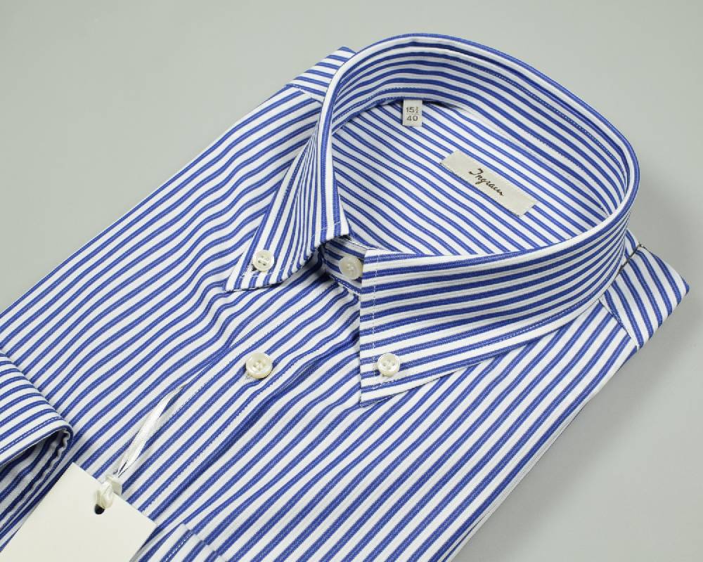 Ingram Camicia A Righe Azzurro Ingram Collo Button Down Con Taschino