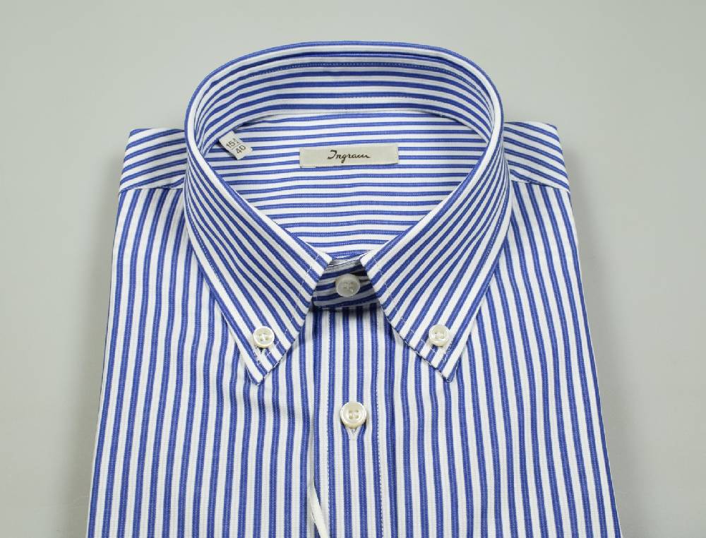 Ingram Camicia A Righe Azzurro Ingram Collo Button Down Con Taschino