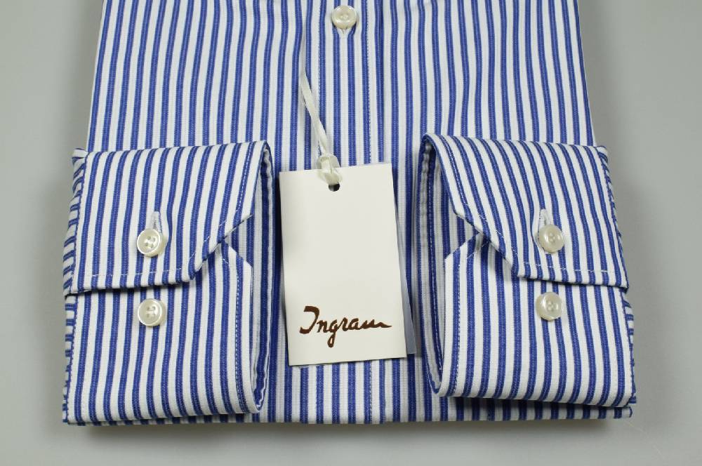 Ingram Camicia A Righe Azzurro Ingram Collo Button Down Con Taschino