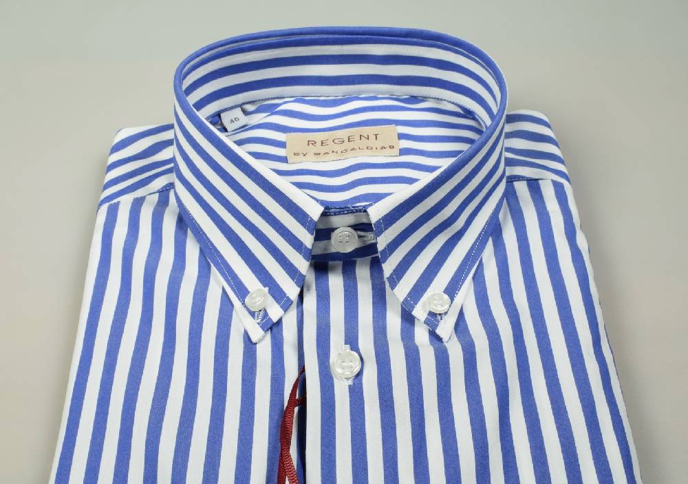 Regent By Pancaldi Camicia A Righe Azzurro Pancaldi Regular Fit Cotone Stretch