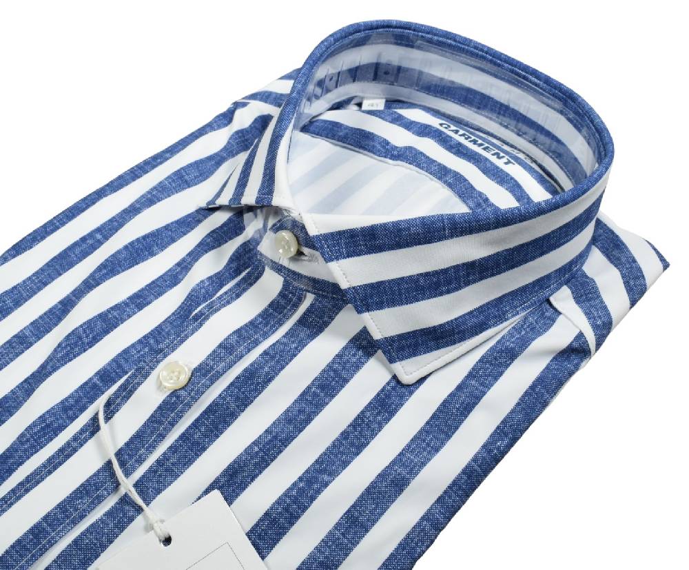 Ingram Camicia A Righe Blu Ingram Dynamo Tessuto Performante Vestibilità Slim Fit