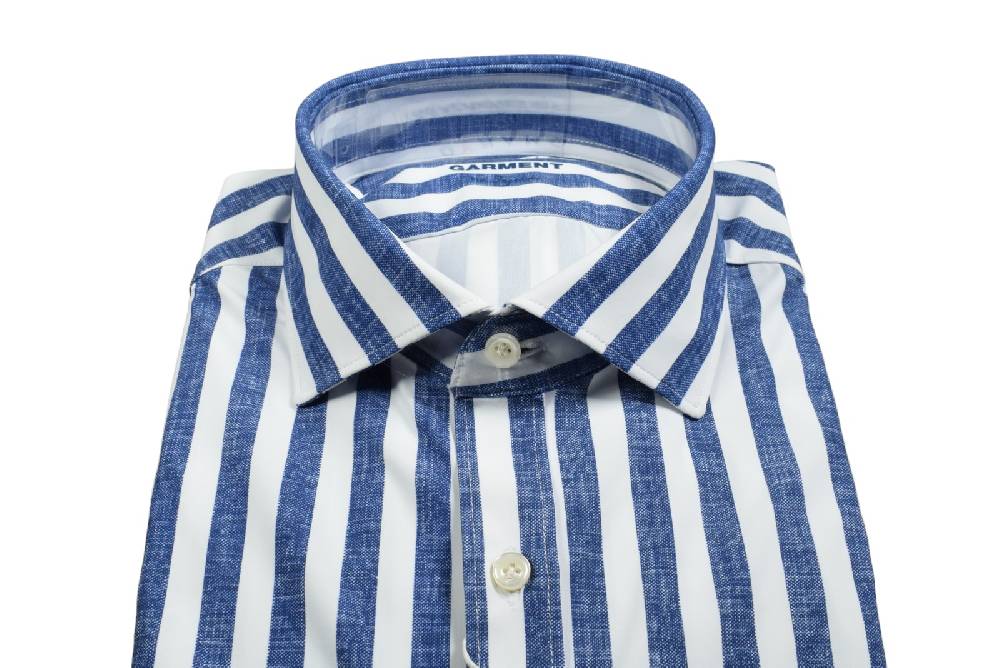 Ingram Camicia A Righe Blu Ingram Dynamo Tessuto Performante Vestibilità Slim Fit