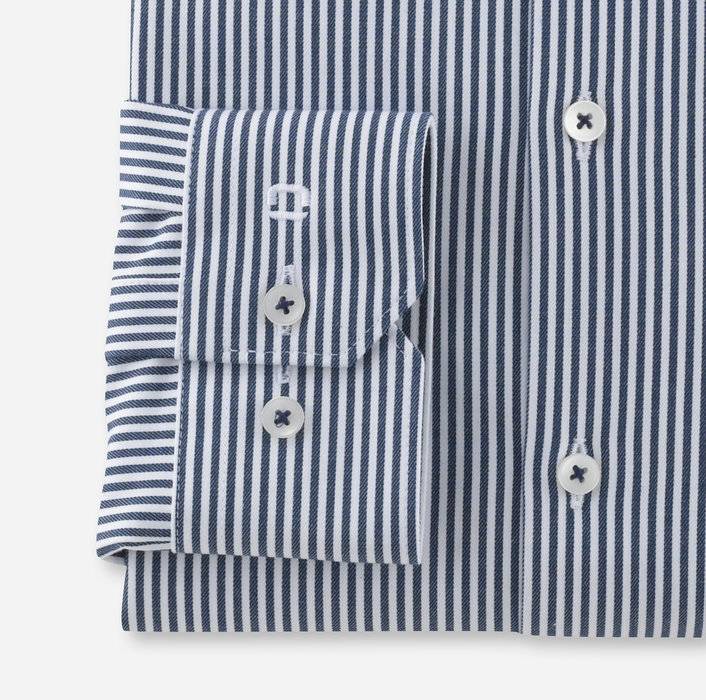 Olymp Camicia A Righe Blu Olymp In Jersey Super Slim Fit