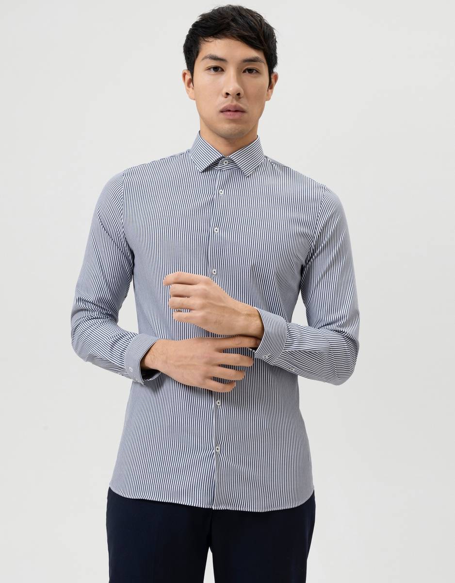 Olymp Camicia a righe blu olymp in jersey super slim fit