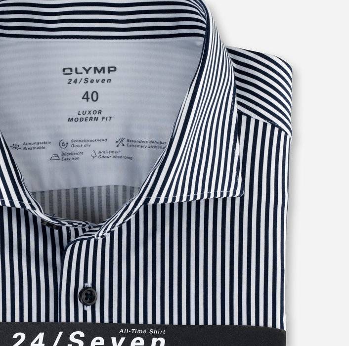 Olymp Camicia A Righe Blu Olymp Modern Fit Cotone Jersey