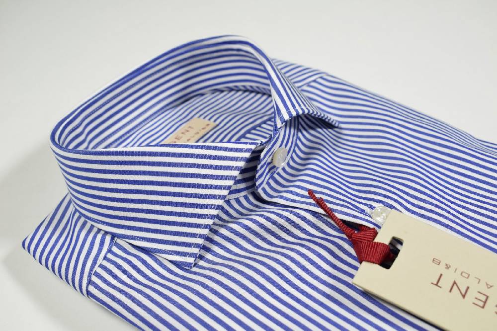 Regent by Pancaldi Camicia a righe blu slim fit collo francese pancaldi