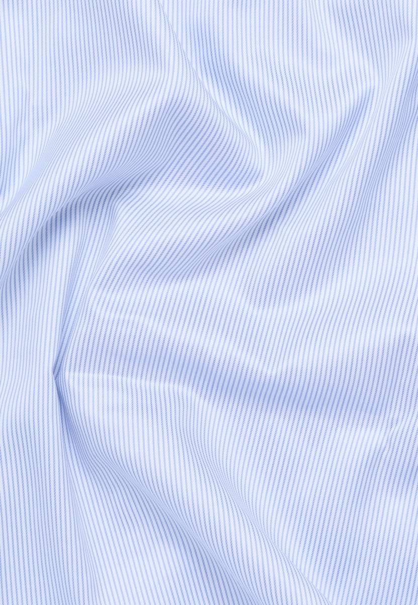 Eterna Camicia A Righe Celeste Eterna Modern Fit In Cotone Twill No Stiro