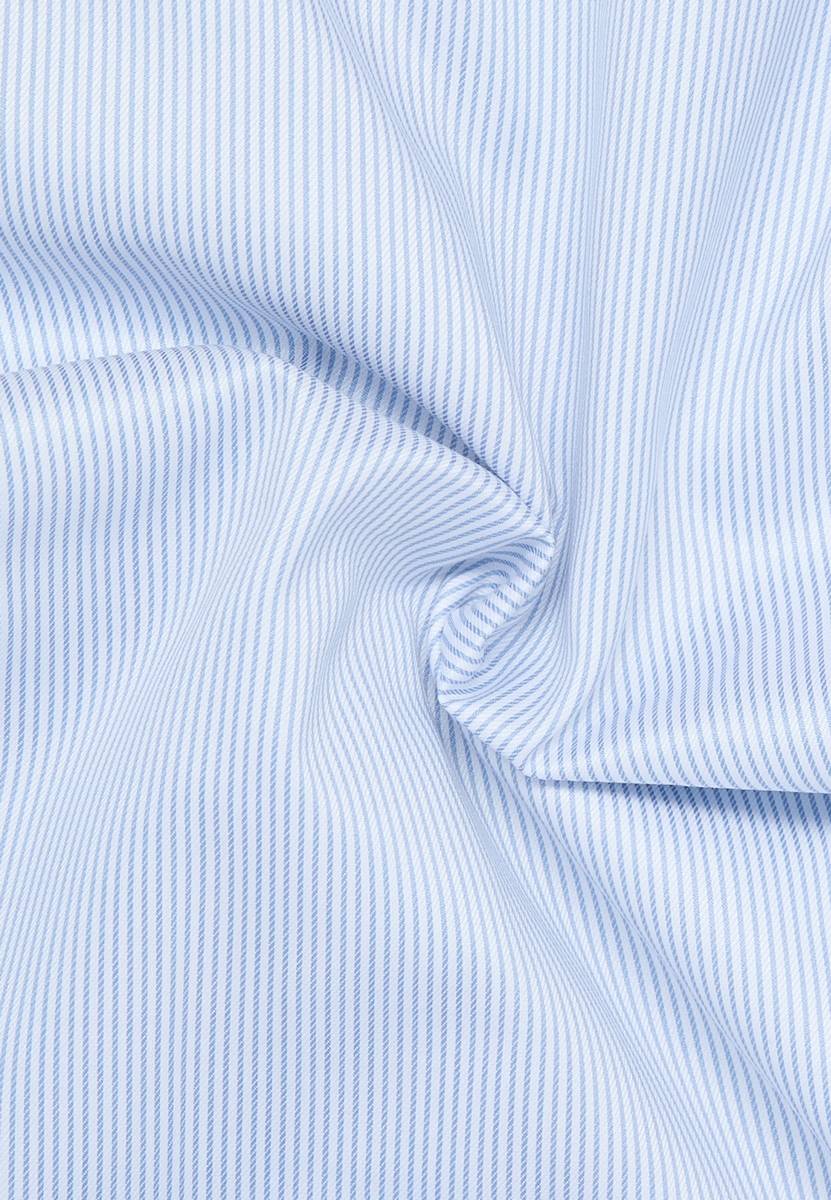 Eterna Camicia A Righe Celeste Eterna Slim Fit In Cotone Twill No Stiro