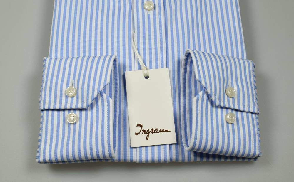 Ingram Camicia A Righe Celeste Ingram Collo Button Down Con Taschino