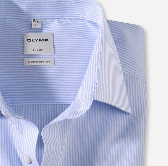 Olymp Camicia A Righe Celeste Olymp Luxor Comfort Fit Cotone Stiro Facile