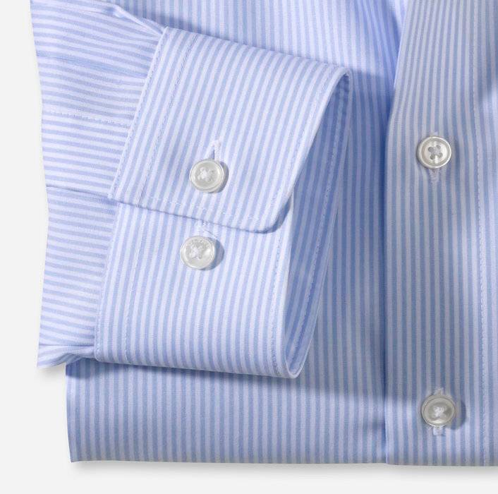 Olymp Camicia A Righe Celeste Olymp Luxor Comfort Fit Cotone Stiro Facile