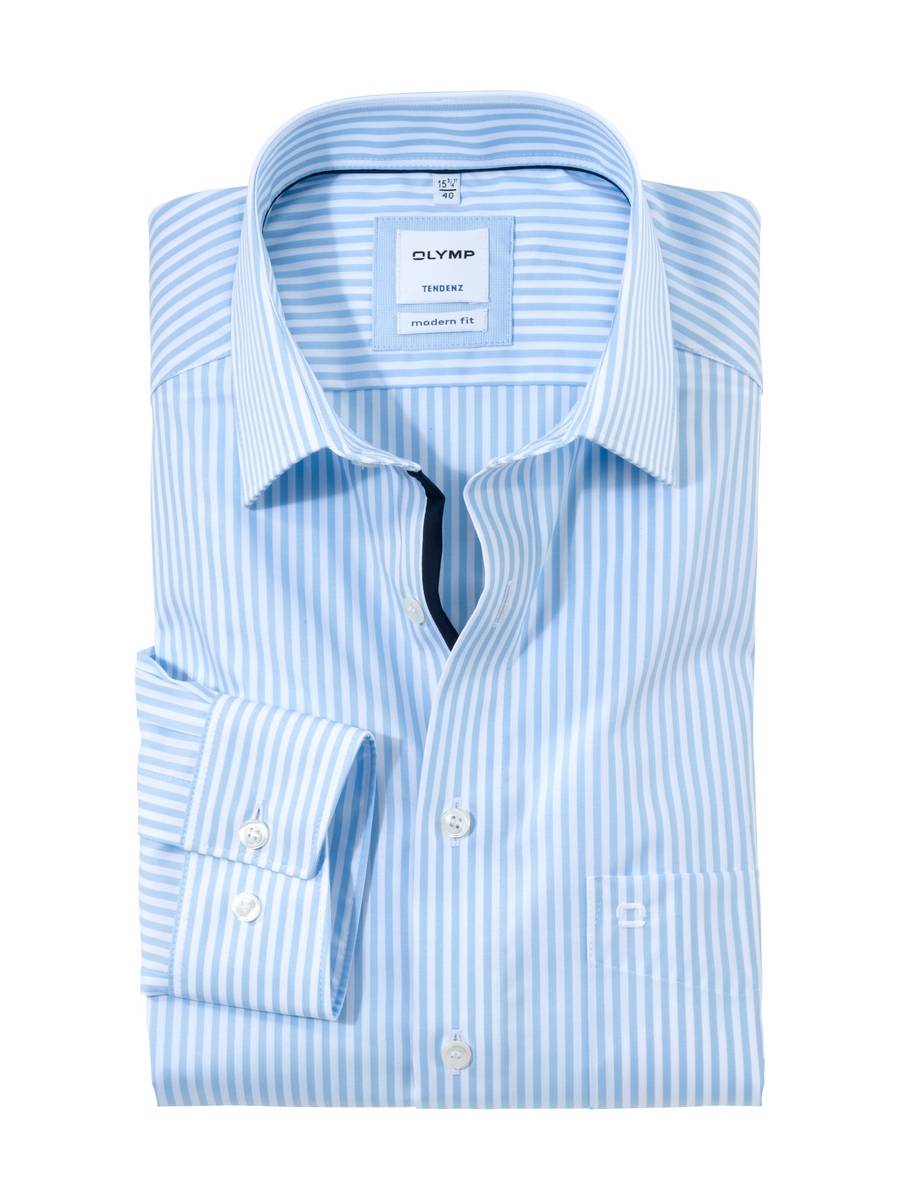 Olymp Camicia a righe celeste olymp modern fit cotone facile stiro