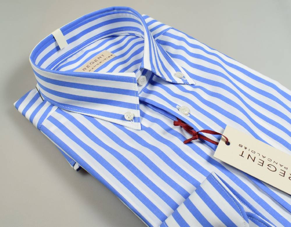 Regent by Pancaldi Camicia a righe celeste pancaldi regular fit collo button down