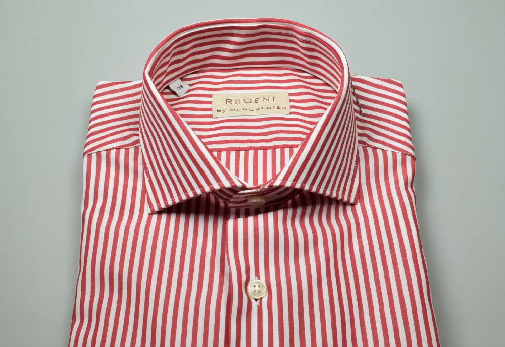 Regent By Pancaldi Camicia A Righe Rosse Pancaldi Slim Fit In Cotone