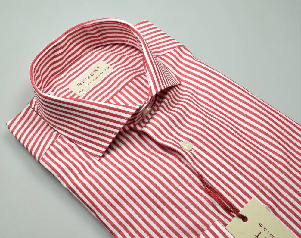 Regent by Pancaldi Camicia a righe rosse pancaldi slim fit in cotone