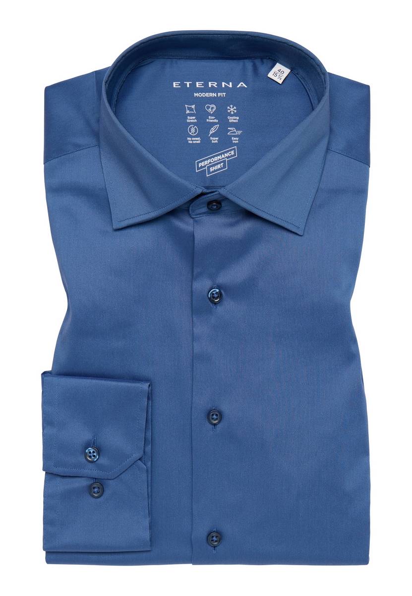 Eterna Camicia Azzurra Eterna Modern Fit Tessuto Performante